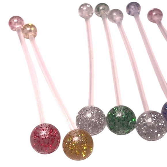 9 Body Jewelry Belly Button Flexible Colorful Variety Red Blue Green Sparkle - Picture 4 of 7